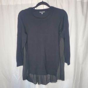 ♤ Adrianna Papell Black Long-sleeved Knit and Chiffon Blouse Size Medium